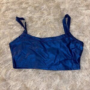 blue metallic crop top
